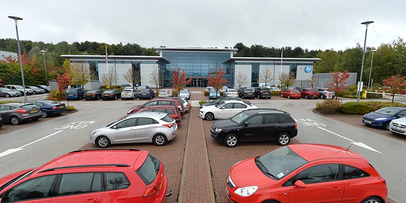 View of Car Park Outside HP Enterprise Nottingham Office Building