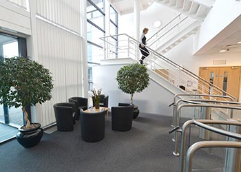 Business Person Walking Down Staircase in HP Enterprise Nottingham Office